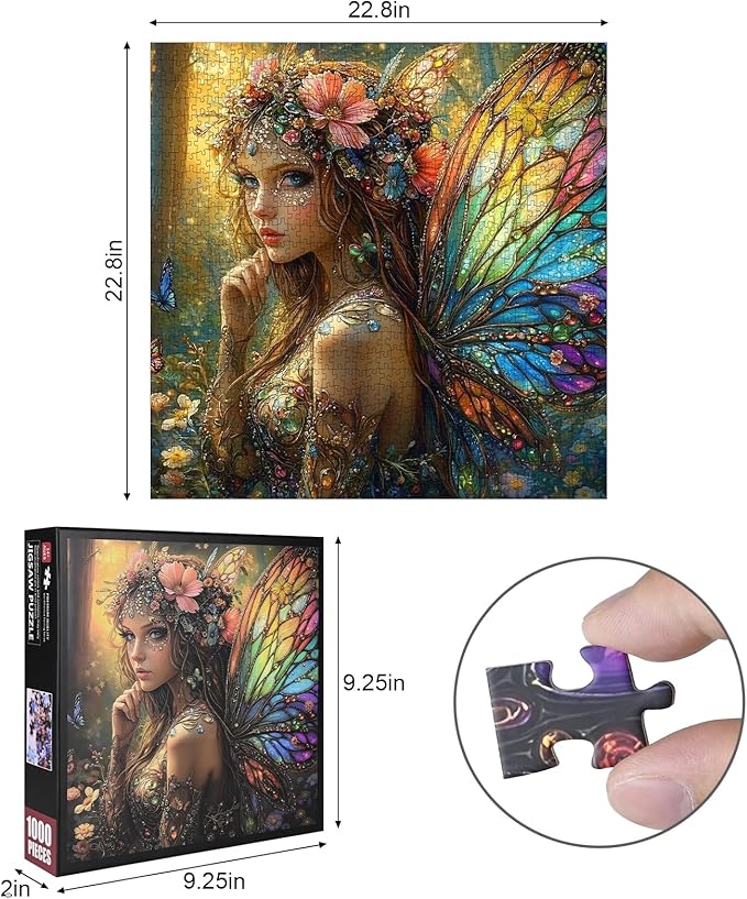 1000pcs Fantasy Fairy Paper Puzzle - Vibrant Find Butterfly Wing Art, Large Puzzle Toy Adult Game Gift - Family Interactive Game Puzzle DIY Home Decoration Brain Challenge Gift