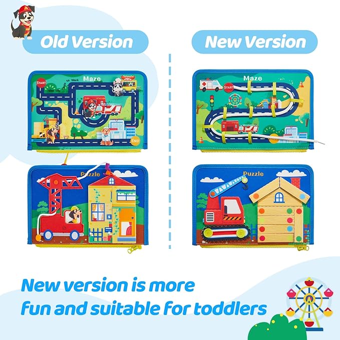 Busy Board Montessori Toys for 3 4 Year Old, Educational Activity Sensory Preschool Learning Toys for Toddlers, Travel Toys for Airplane Car,Pretend Play Toys for Boys Girls Birthday Gifts