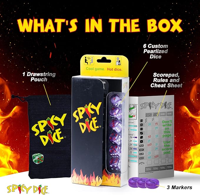 Purple: The Ultimate Family Dice Game – Pearlized Colored Dice with Cheat Sheet and Silkscreened Pouch for Strategic Fun and Unforgettable Game Night Excitement!