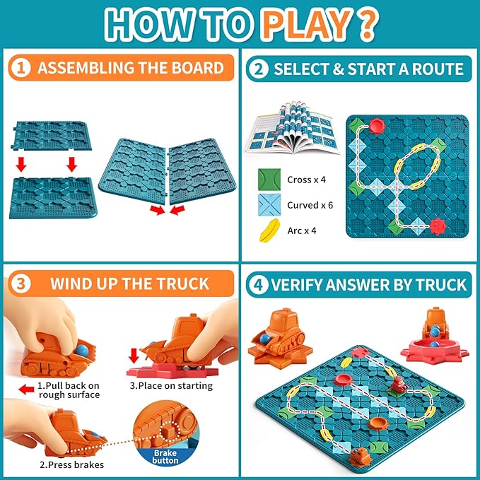 Kids Toys STEM Board Games - Large Size Logical Road Builder Educational Brain Teasers Puzzles Toys, Preschool Learning Montessori Big Board Maze Birthday Gifts Kids Boys Girls Age 4-8 Year Old