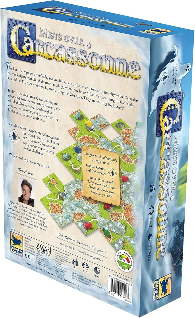 Mists Over Carcassonne Board Game | Territory Building Strategy Game | Cooperative Family Game for Kids and Adults | Ages 8+ | 2-6 Players | Average Playtime 45 Minutes | Made by Z-Man Games