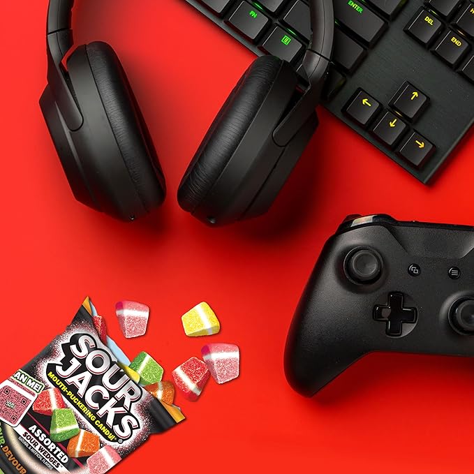 SOUR JACKS, Sour Wedges, Assorted Fruit Flavored Candy, 5oz Bag (12 Pack)