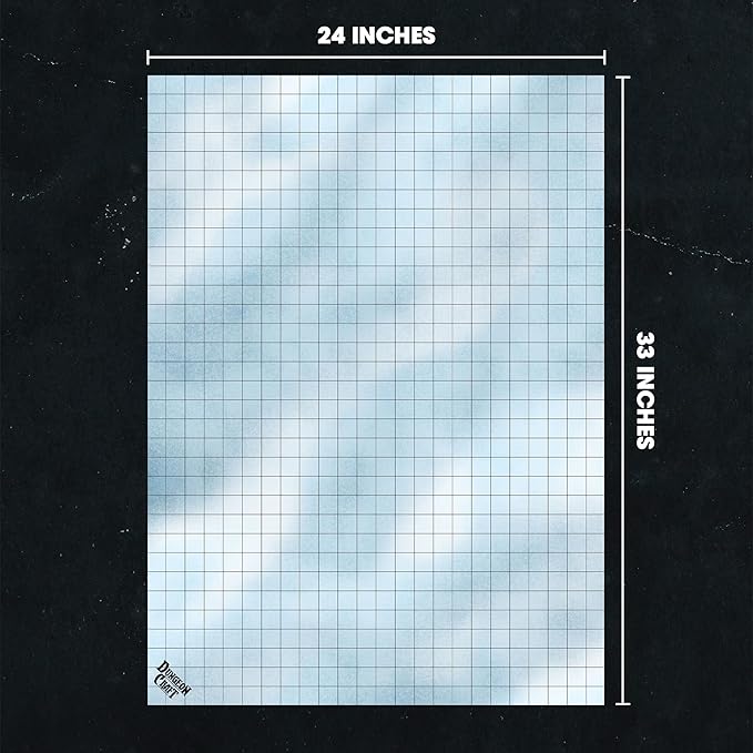 DUNGEON CRAFT Wood and Snow Battle Map – Double-Sided Waterproof Gloss Terrain Mat – Compatible with DND & TTRPG – 33 x 24 Inch Tabletop Grid