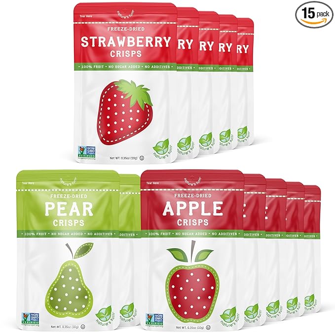 Nature’s Turn Freeze-Dried Fruit Snacks, Snack Size Variety, Pack of 15 (0.35 oz Each)