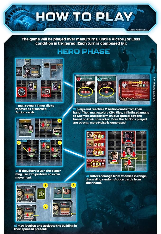 Pendragon Studios: Escape from New York: The Board Game - Hero Strategy Board Game Baed On The Movie, Ages 14+, 1-4 Players, 60 Min