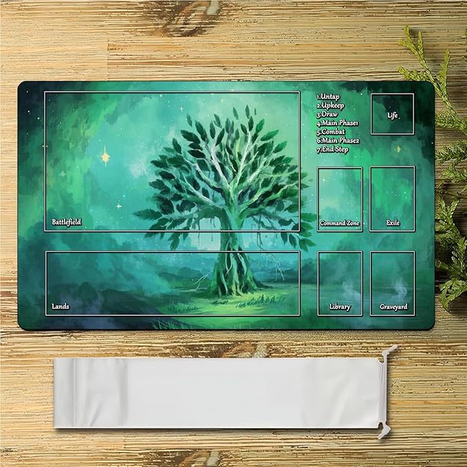 AI Painting TCG Playmat - MTG Trading Card Game Mat with Zone, 24x14 Inches Original Playmats, Smooth Surface for Rubber Collection - Dark Swamp Design 411-062