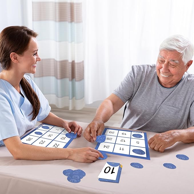 Keeping Busy Bingo Dementia Activities for Seniors | Games for Seniors with Dementia Products for Elderly | Alzheimers Products for Elderly Alzheimers Activities Bingo Games Cards, Chips & 6 Board Set