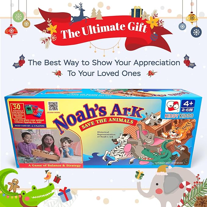Noah's Ark Educational Balancing Board Game for Kids & Toddlers - Christian Bible Animal Toy with Rocking Balance - Fun and Learning for Kids