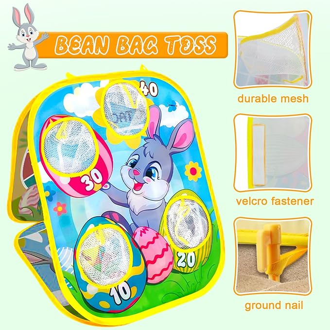 Outdoor Games for Kids Ages 1-10, 3-in-1 Bean Bags Toss Party Games with Cornhole Game & Tic-Tac-Toe | Outdoor Indoor Toys, Family Party Game Toy Present for Girls Boys Birthday