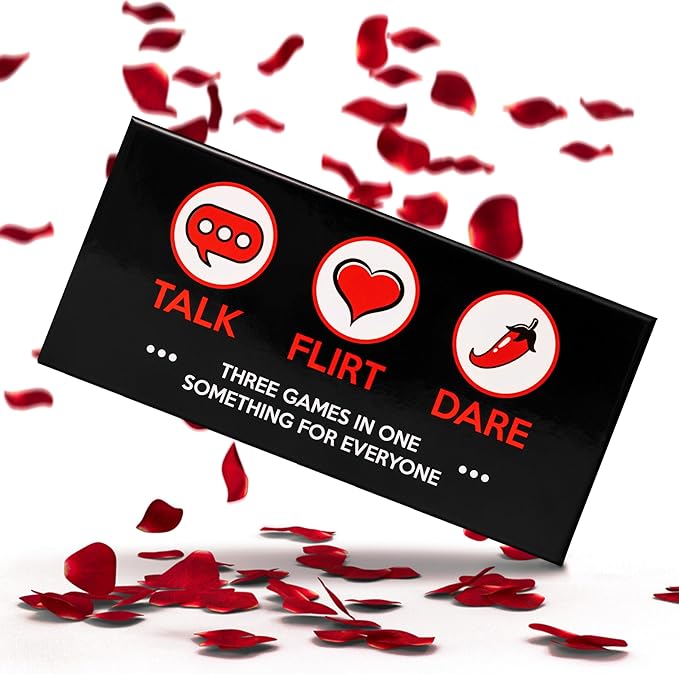 Fun and Romantic Game for Couples - Talk Flirt Dare - Date Night Box - Conversation and Action Cards for Couples to Strengthen Relationships - Exciting Levels for Connection & Intimacy