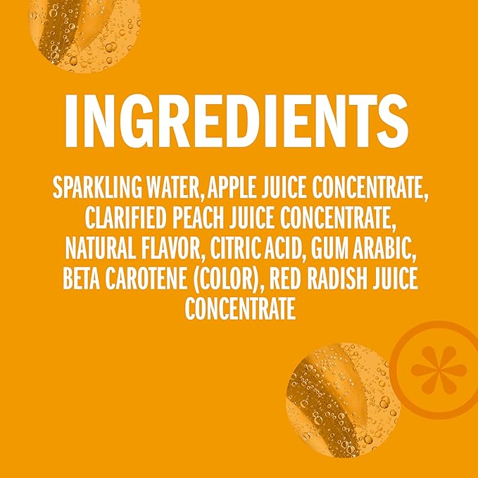 IZZE Sparkling Juice Beverage Blend, Peach, No Sugar Added, 8.4 FL OZ, 24 Cans