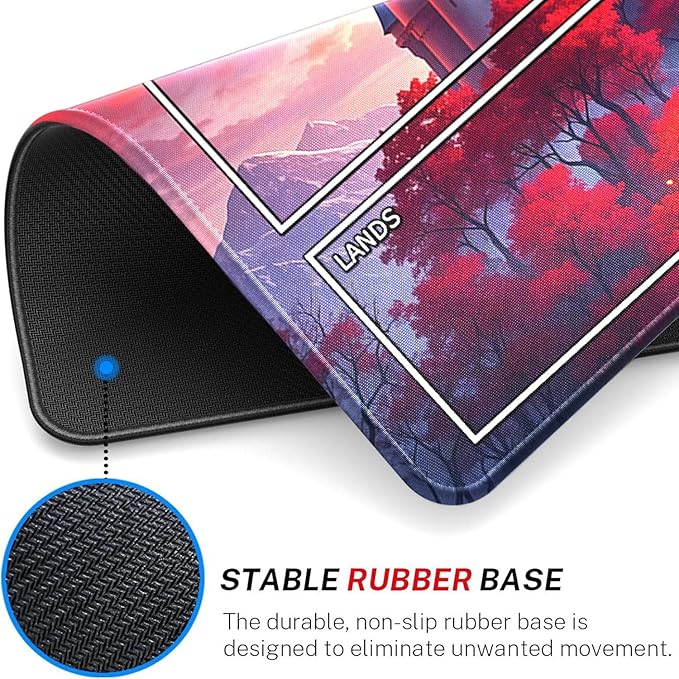 MTG Playmat- Stitched Edges Forest TCG Playmat-Non-Slip Landscape Play Mat Smooth Surface Rubber Base Board Game Mousepad 24x14 inches for Trading Card Game Playing with Storage Bags