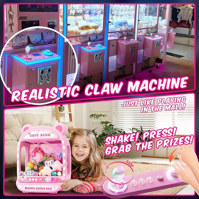 Skirfy Claws Machines for Kids,Unicorns Toys for Age 6+,Kids Games Mini Vending Machines with Squishys Toy Candy Dispenser,Claws Game Machine,Birthday Gifts for Girls Age 8-12