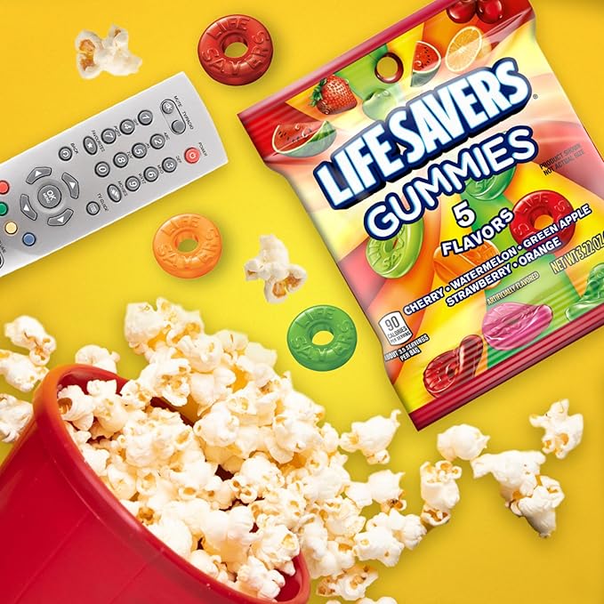 LIFE SAVERS 5 Flavors Gummy Candy, 3.22 oz Bag (Pack of 12)