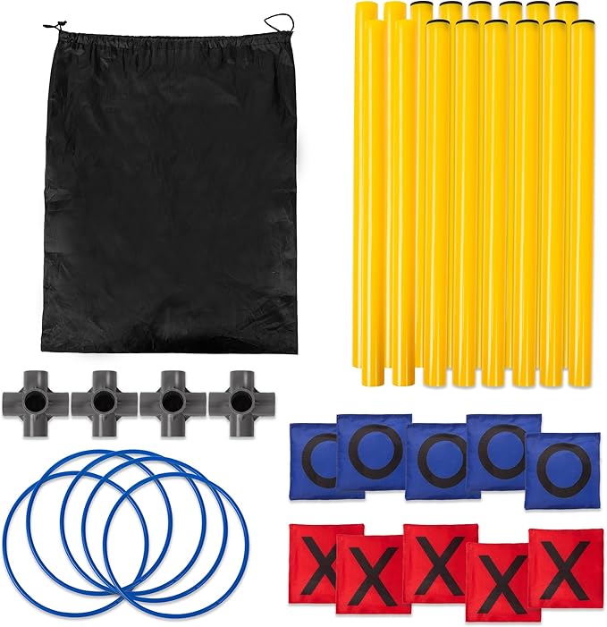 Giant Tic Tac Toe Game,4ft x 4ft Bean Bag & Ring Toss Across Game|Backyard Outdoor Indoor Games Lawn Games for Adults Kids and Family Party Game Christmas Birthday Gifts with Storage Bag