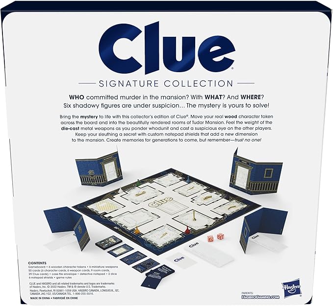 Hasbro Gaming Clue Board Game Signature Collection, Premium Packaging and Components, Family Games for Kids and Adults, Mystery Games for 2 to 6 Players