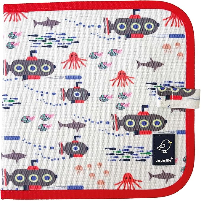 Jaq Jaq Bird Doodle It & Go Erasable Book (Submarine) | Non Toxic Reusable Compact Travel Chalk Doodle & Drawing Book for Kids and Children