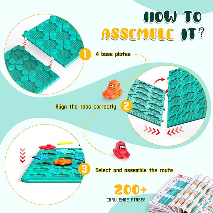 Road Builder Kids Logic Toys: Large Puzzle STEM Board Games, Educational Montessori Toys Birthday Gifts for Age 4-8 Year Old (Blue)