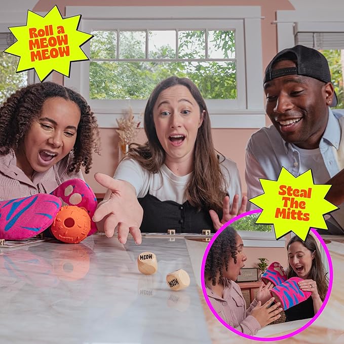 The Cat Mitt Game - Hiss-Terically Fun Party Game for all the Family! Plastic-Free, Eco Board Game, Oven Mitt Game Night, Tabletop, Strategy, Funny Family, Summer, Best Birthday Gift, Meow Meow, Gag,