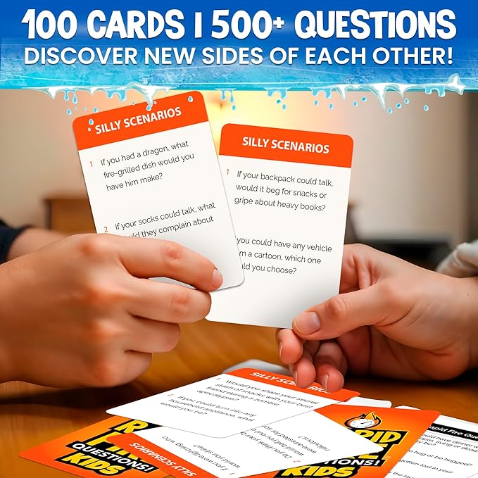 QUOKKA Kids Conversation Cards Game - Break The Ice Game for Kids and Families - Icebreaker Cards with 500+ Questions - Family Game for Kids 8-12 - Perfect for Family Game Night I Premium Version