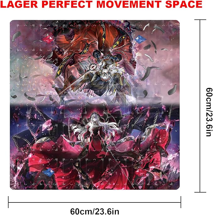 Card Rubber Mat - 2 Player, Square playmat for Gamer 60x60cm/23.6x23.6inch