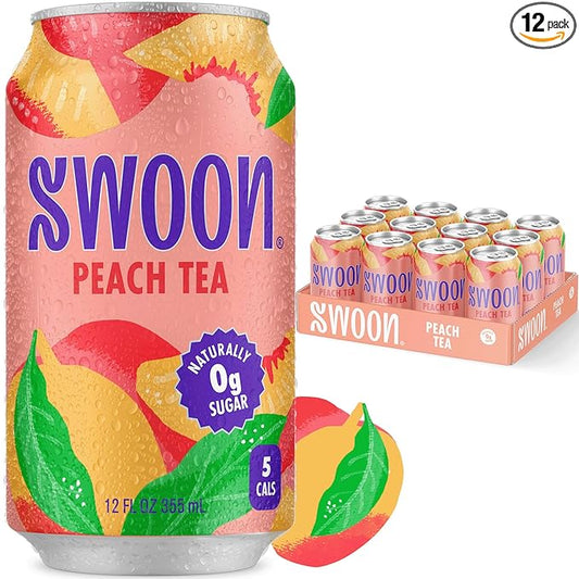 Swoon Peach Tea - Sugar Free, Low Carb, Paleo-Friendly, Gluten Free - Flavored Keto Drinks Made with Organic Black Tea & Sweetened by Monk Fruit and Stevia (Pack of 12)