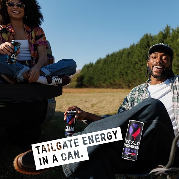 Yesly Energy Drink, Mixed Berry, Naturally Flavored Sparkling Energy Drink With Electrolytes, Magnesium, Potassium, Vitamin C, B6 & B12, Natural Caffeine From Green Tea, 12 Fl Oz Cans, 12 Pack