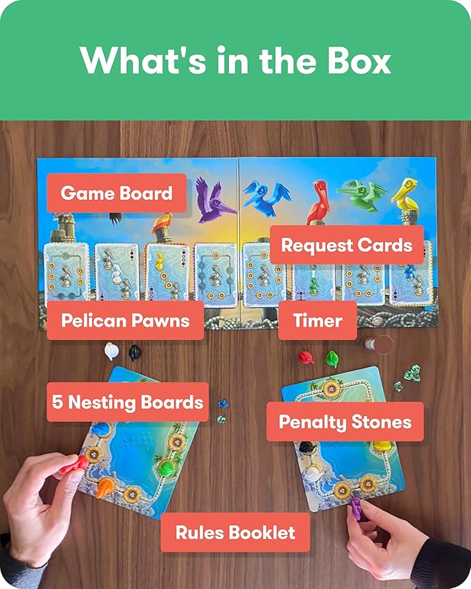 SimplyFun Pelican Cove - Engaging Strategy Game – Master Fast-Paced Nesting Challenges with This Educational Board Game for Ages 8+, 1-5 Players