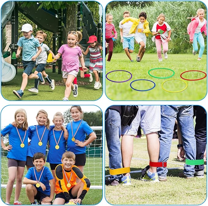 Libima 72 Pcs Carnival Games Set Potato Sack Race Bags Dart Board with Sticky Balls Bean Bag Toss Rings Egg Spoon Race 3 Legged Bands Game Outdoor Birthday Party Field Day Activity for Boy Girl Adult