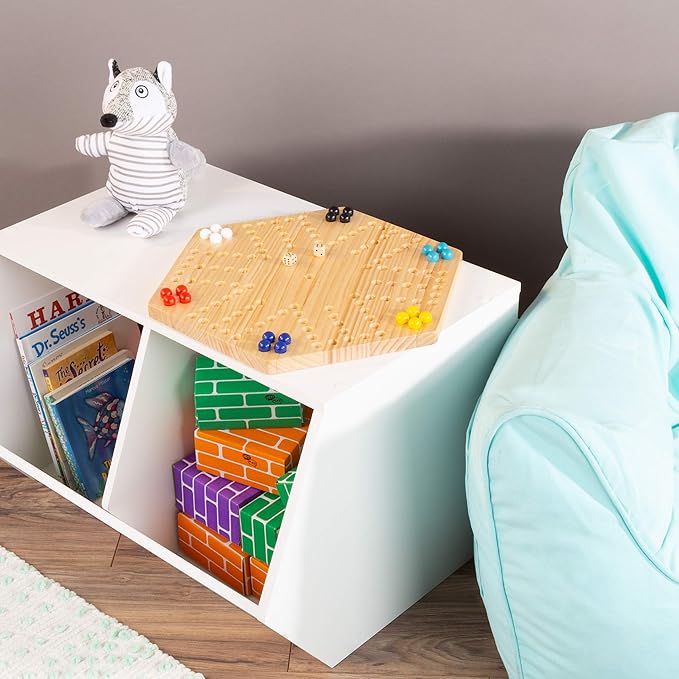 Hey! Play! Classic Wooden Strategic Thinking Game-Complete Set with Board, 24 Colored Marbles, 2 Dice-Fun Vintage 6-Player Game for Kids and Adults