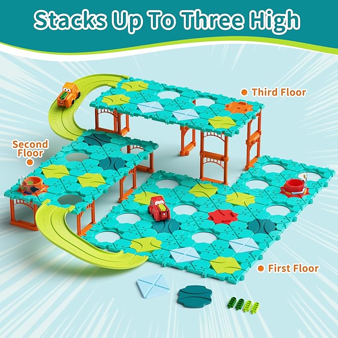 Puzzles for Kids Stem Kits Board Games, Automatic Toy Car Logic Maze Preschool Building Blocks for Boys Girls Ages 5 6 7 8 9 10 Birthday