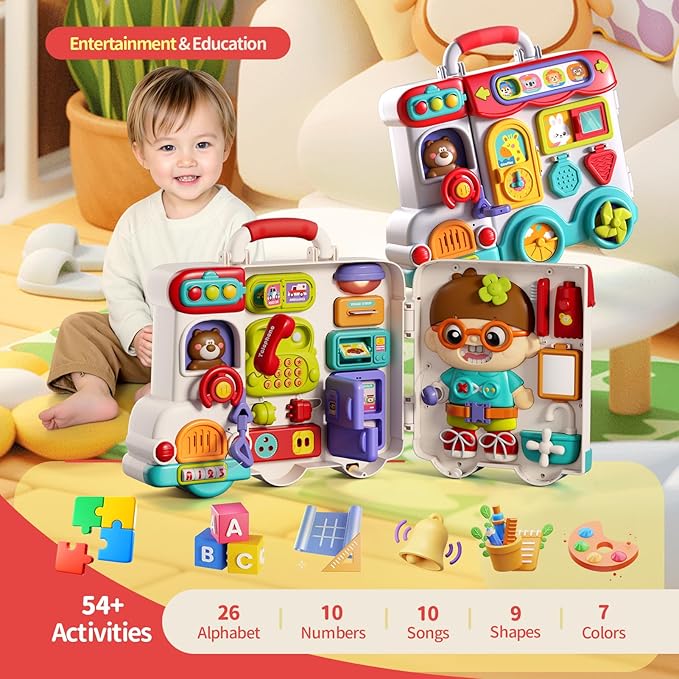 Busy Board Montessori Toys Gifts for 1 2 Year Old Boys, Early Educational Montessori Toys for Toddler 1-3, Birthday Gifts Toy for 1 2 Year Old Boys, Ideas 1 2 Year Old Boys Birthday Gift Toy