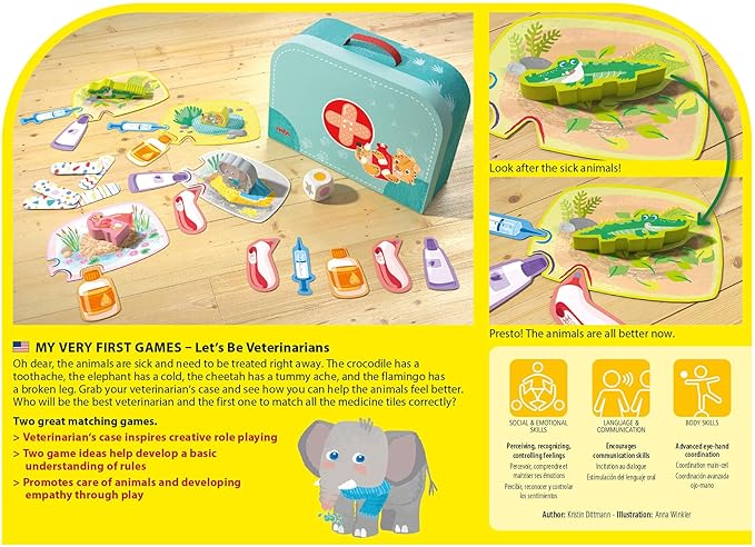 HABA My Very First Games - at The Vet, Toddler Games & Veterinarian Playset for Kids, Pretend Play Toys and Learning Toys for Toddlers 2-4 Years