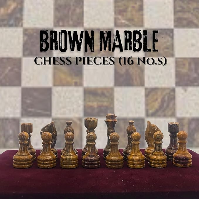 Handcrafted Premium Marble Chess Pieces Set – Elegant 32-Piece Replacement for 12-15 Inch Chess Boards Storage Box (Multi and Coral)