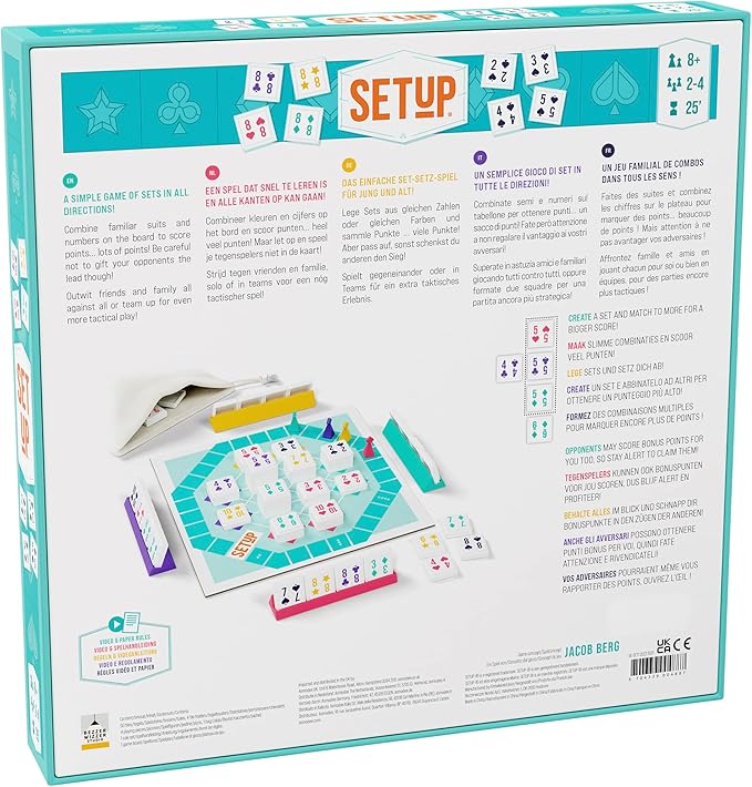SetUp Board Game - An Innovative Twist on Rummy for Fun-Filled Game Nights! Family Strategy Game for Kids & Adults, Ages 8+, 2-4 Players, 25 Minute Playtime, Made by Bezzerwizzer