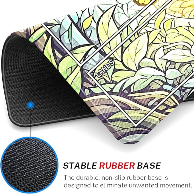 MTG Playmat- Stitched Edges Forest TCG Playmat-Non-Slip Landscape Play Mat Smooth Surface Rubber Base Board Game Mousepad 24x14 inches for Trading Card Game Playing with Storage Bags