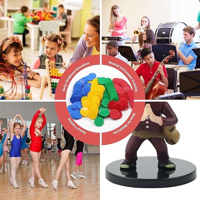 Set of 100 Opaque Plastic Learning Counters Mini Poker Chips Game Tokens with Storage Box (Mediumvioletred+Lawngreen+Deepsky Blue+Orange, 1.26 Inch)