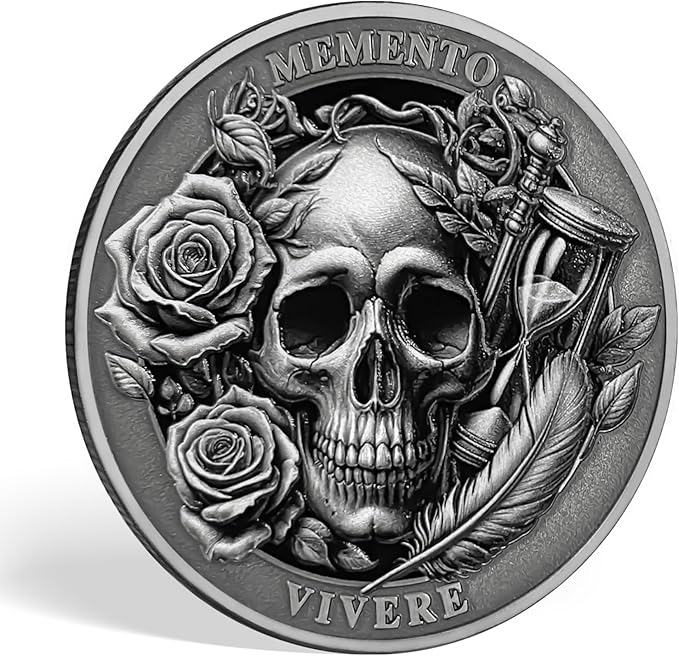 Memento Mori Coin Momento Mori Coin Skull Coin Stoic Gifts Memento Mori Calendar Living Memento Mori Amor Fati Coin (Memento Mori Coin - 1)