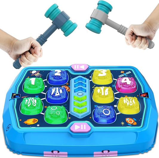 Hammer Mole Game Toy for Toddlers, Toys for 3 4 5 6+ Year Old Boys/Girls, Interactive Educational Pounding Toys with 2 Hammers, Sound & Light, PK Mode, Birthday Xmas Toy Gifts for Kids Age 3 4 5 6+