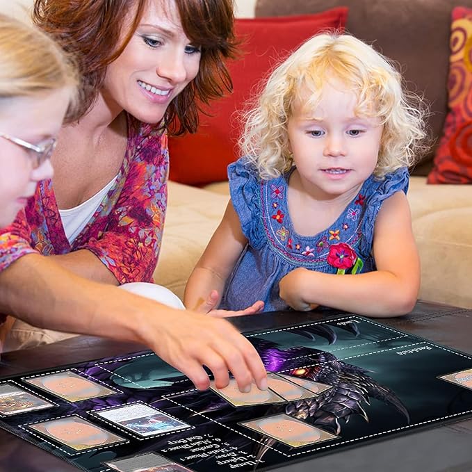 MTG Playmat Stitched with Magic Zone for MTG Card Game Playing, Commander Board Game Desk Mat Duel Mat Card Battles Binder Deck 24x14inches for Beginner, Dragon