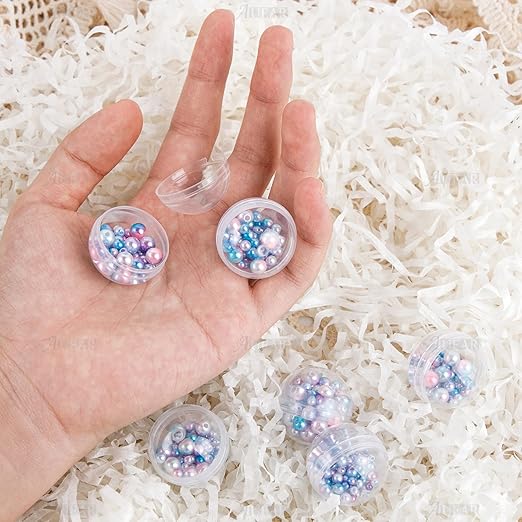 AUEAR, 50 Pack Translucent Small Round Capsules 1.1 Inch Vending Machine Empty Plastic Gumball Containers for Party Favor Prize