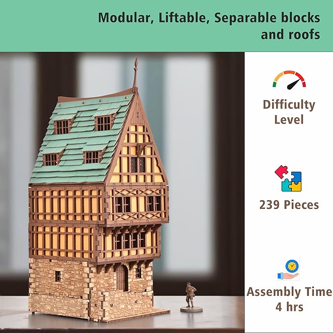 Amber Rowhouse DIY Wooden Building Kit for Adults, Suitable for Playing - Realistic