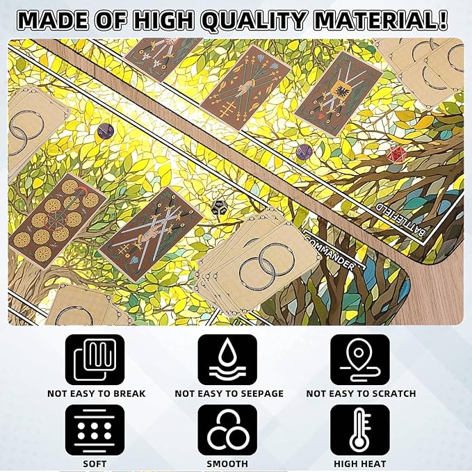 MTG Playmat- Stitched Edges Forest TCG Playmat-Non-Slip Landscape Play Mat Smooth Surface Rubber Base Board Game Mousepad 24x14 inches for Trading Card Game Playing with Storage Bags