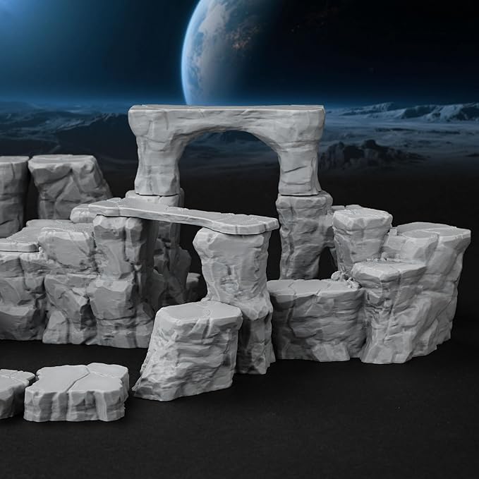 RPG Terrain AF693 The Pit Canyon Scene for DND Campaigns – The Pit Canyon Modular Scenery Set with Rock Bridges, TTRPG Structures, Map Accessories for 28–32mm Characters, Wargame and Roleplay Ready