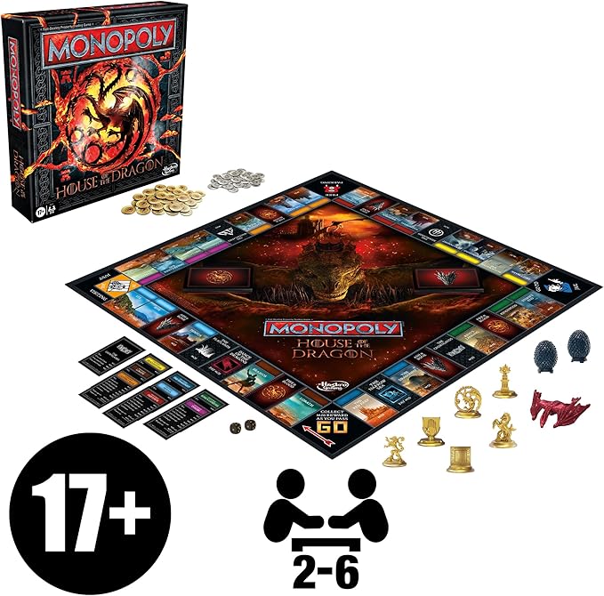 Monopoly House of the Dragon Edition Board Game | Based on the Hit TV Series | Ages 17 and Up | 2 to 6 Players | Strategy Games (Amazon Exclusive)