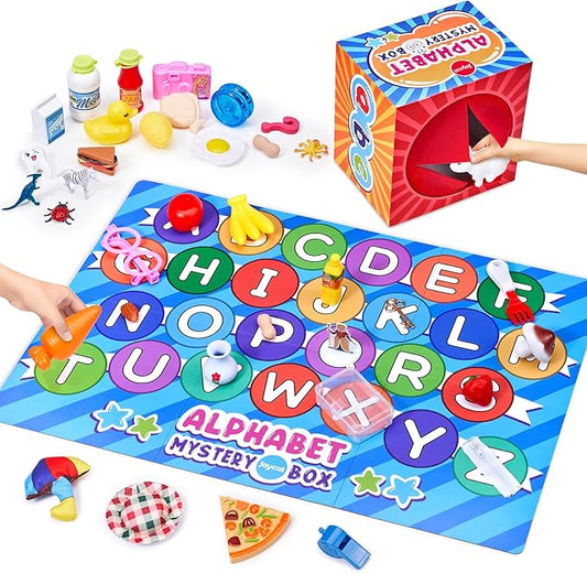 JoyCat Mystery Alphabet Box for Kids 52 PCS Letters Sorting Matching Game Activities Letter Sounds Fine Motor Learning Toys for Preschool Kindergarten Classroom - Easter Basket Stuffers Gifts