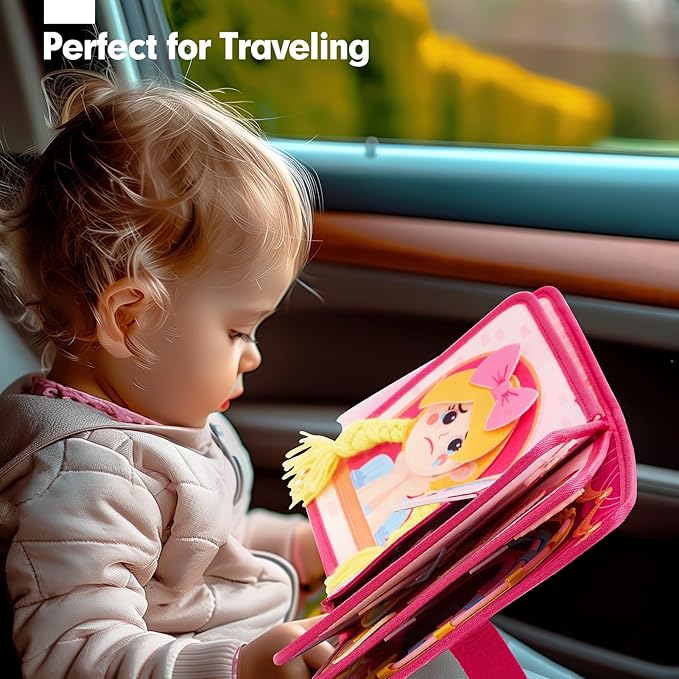 hahaland Toys Ages 3-5 Girls - Busy Board Princess Toy 3 Year Old Girls - Toddlers Quiet Busy Book for Toddlers 3-5 Pretend Play - Montessori Toys 3-4 Year Old Girl Birthday Gifts