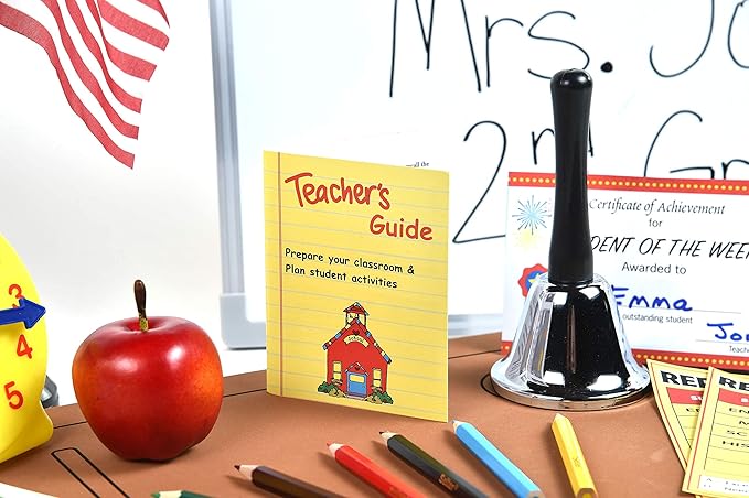 Dr. STEM Toys | Play Teacher Role-Play Set Includes Reusable White Board, Bell, Report Cards, for Home or Classroom, Over 30 Pieces Included, Gift for Kids, Complete Set