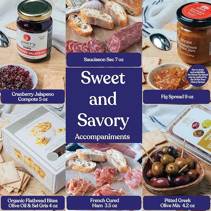 The Cheese Lover Shop Holiday Kit, Platter with 5 Gourmet Cheeses and 6 Accompaniments, Cheese Sampler Gift Set