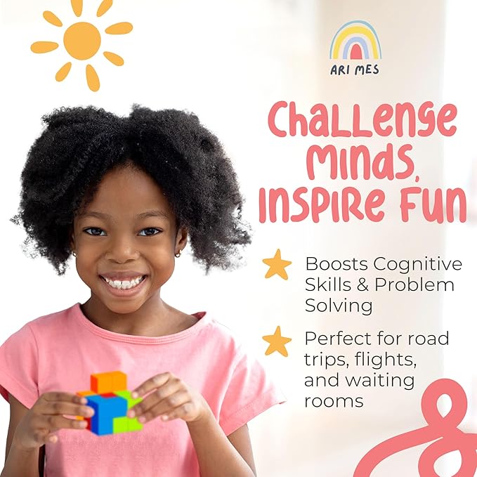 ARI MES - 3D Soma Cube Puzzle Game - Montessori Brain Teaser for Kids & Adults, Strategic Wooden Block Puzzle, Educational Mind Challenge for Ages 4+